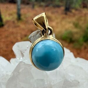 High-Grade Larimar Round Pendant | Dreamy Ocean Blue | Dominican Republic